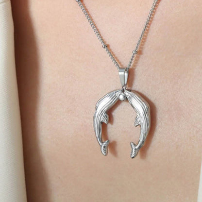 Gold Dolphin Jewelry Set with Necklace and Earrings - Tredona LLC