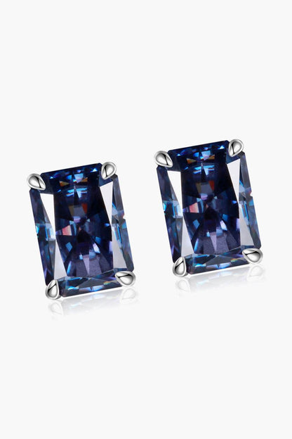 2 Carat Rectangle Moissanite 4-Prong Stud Earrings - Tredona LLC