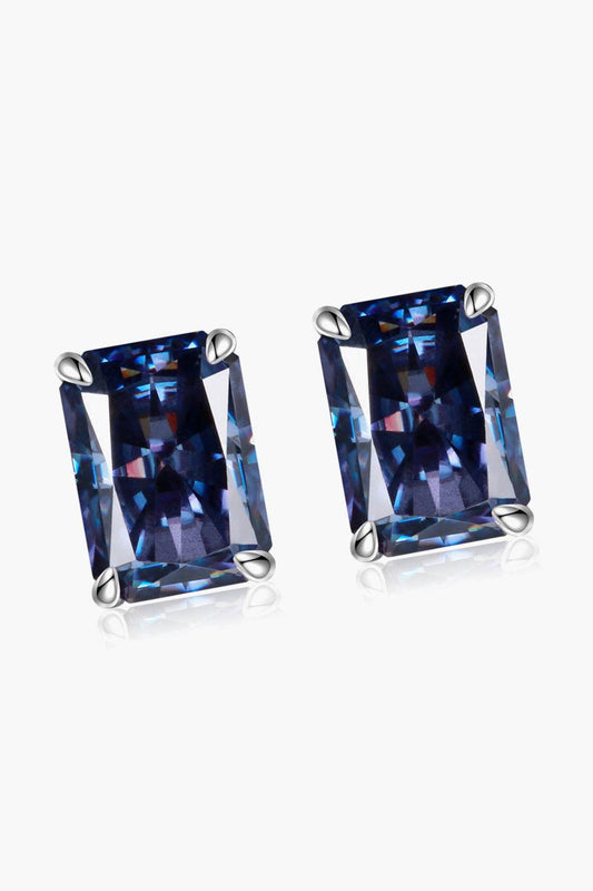 2 Carat Rectangle Moissanite 4-Prong Stud Earrings - Tredona LLC