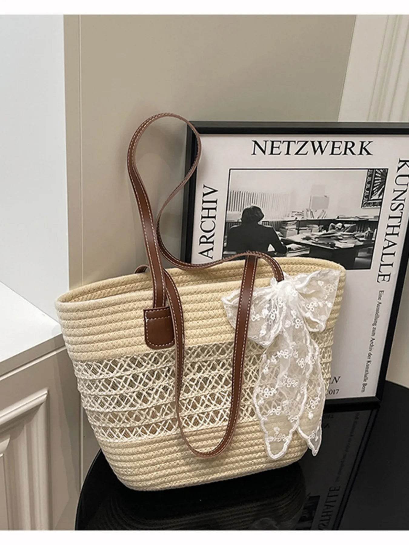 Woven Straw Shoulder Bag - Tredona LLC