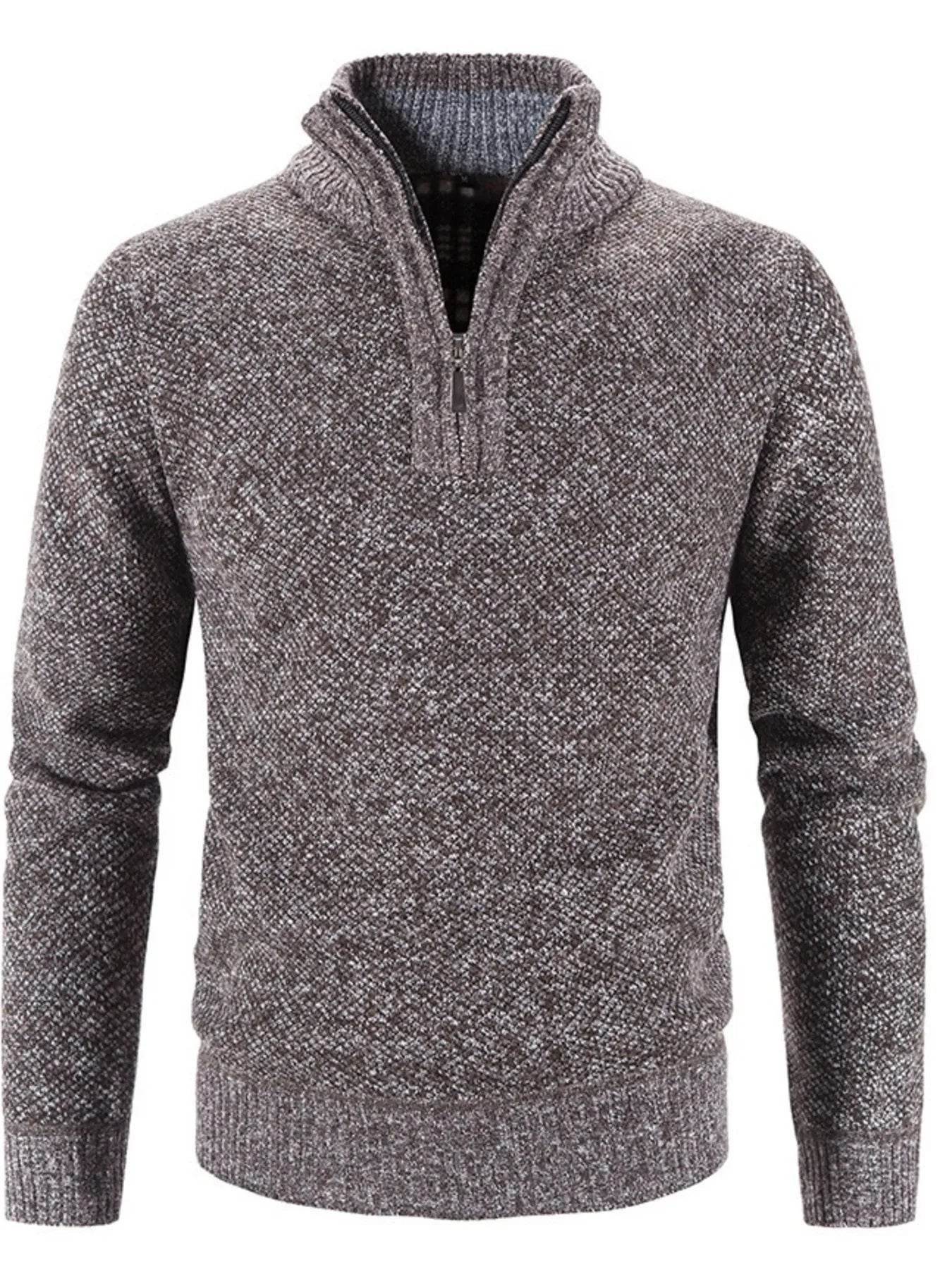 Men's Plus Size Quarter Zip Long Sleeve Sweater - Tredona LLC