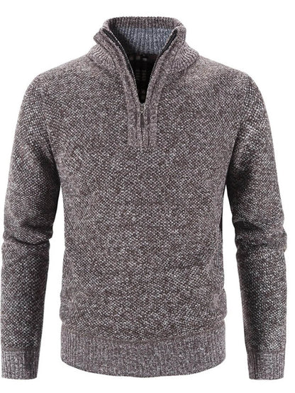 Men's Plus Size Quarter Zip Long Sleeve Sweater - Tredona LLC