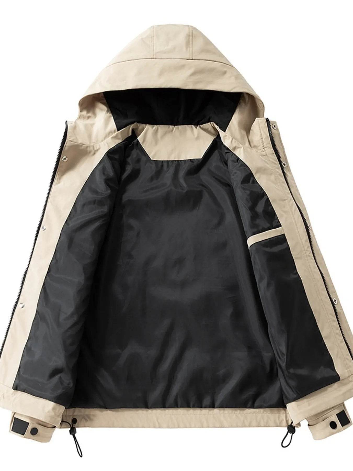 Men's Full Size Zip Up Long Sleeve Hooded Jacket Plus Size - Tredona LLC