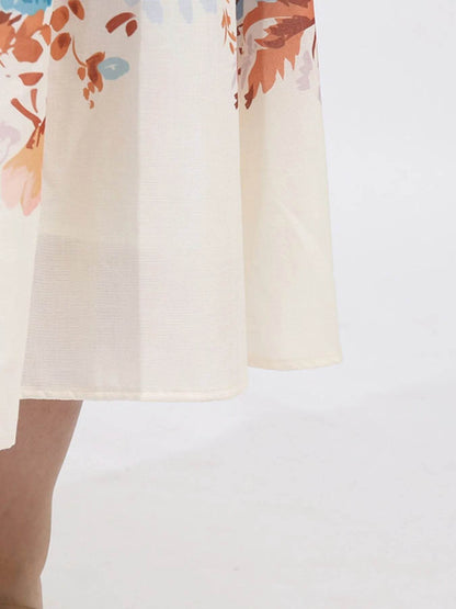 Cutout Back Printed Square Neck Dress - Tredona LLC
