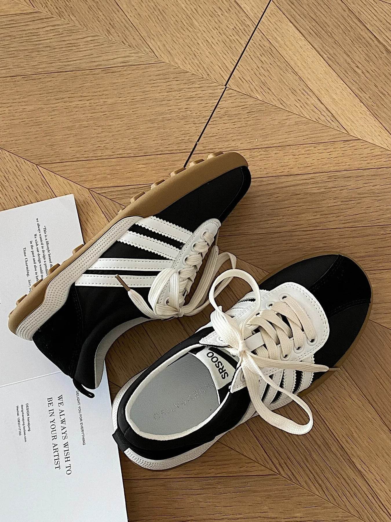 Striped Lace Up Sneakers - Tredona LLC