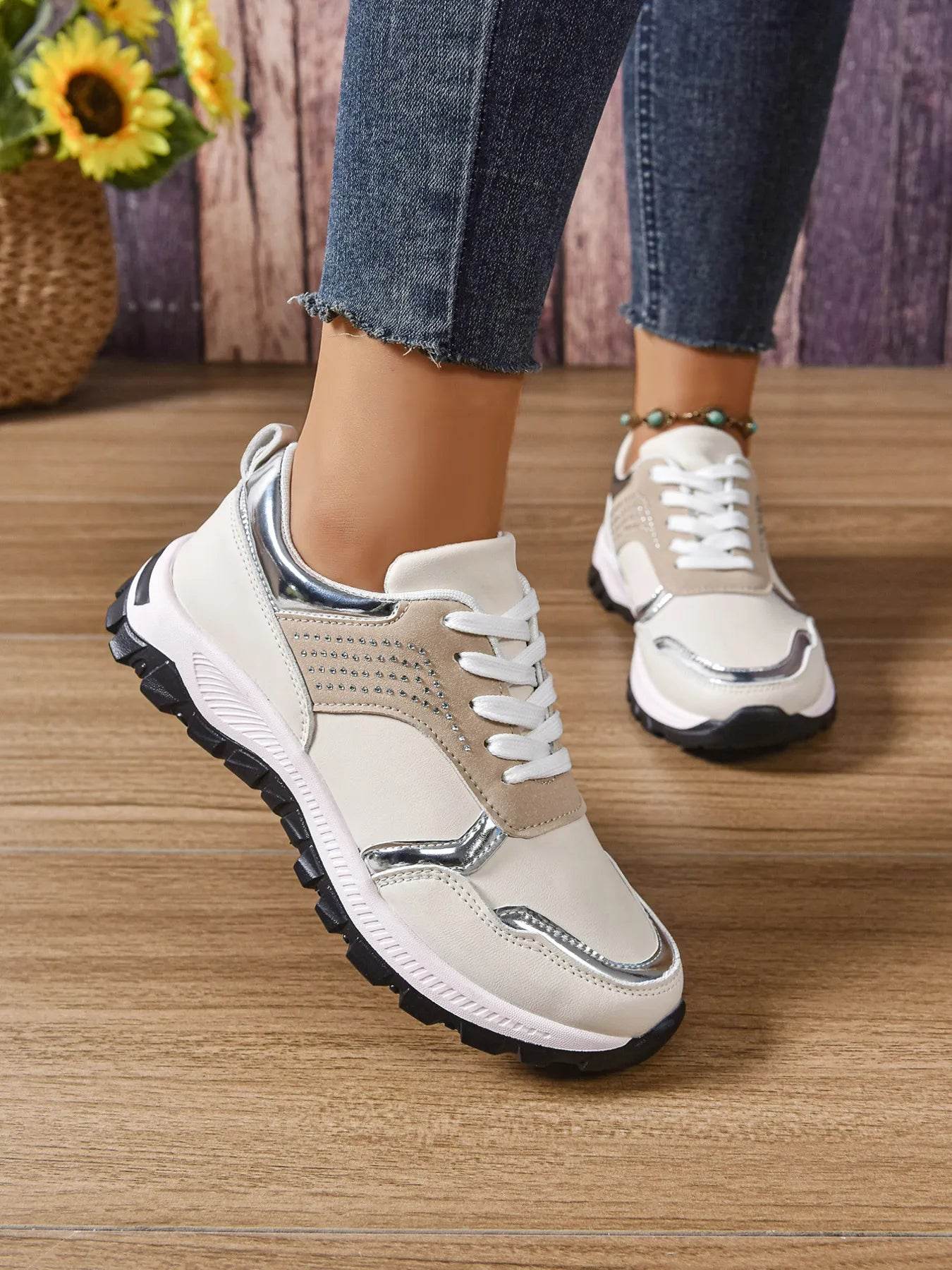 Lace Up Round Toe Sneakers - Tredona LLC