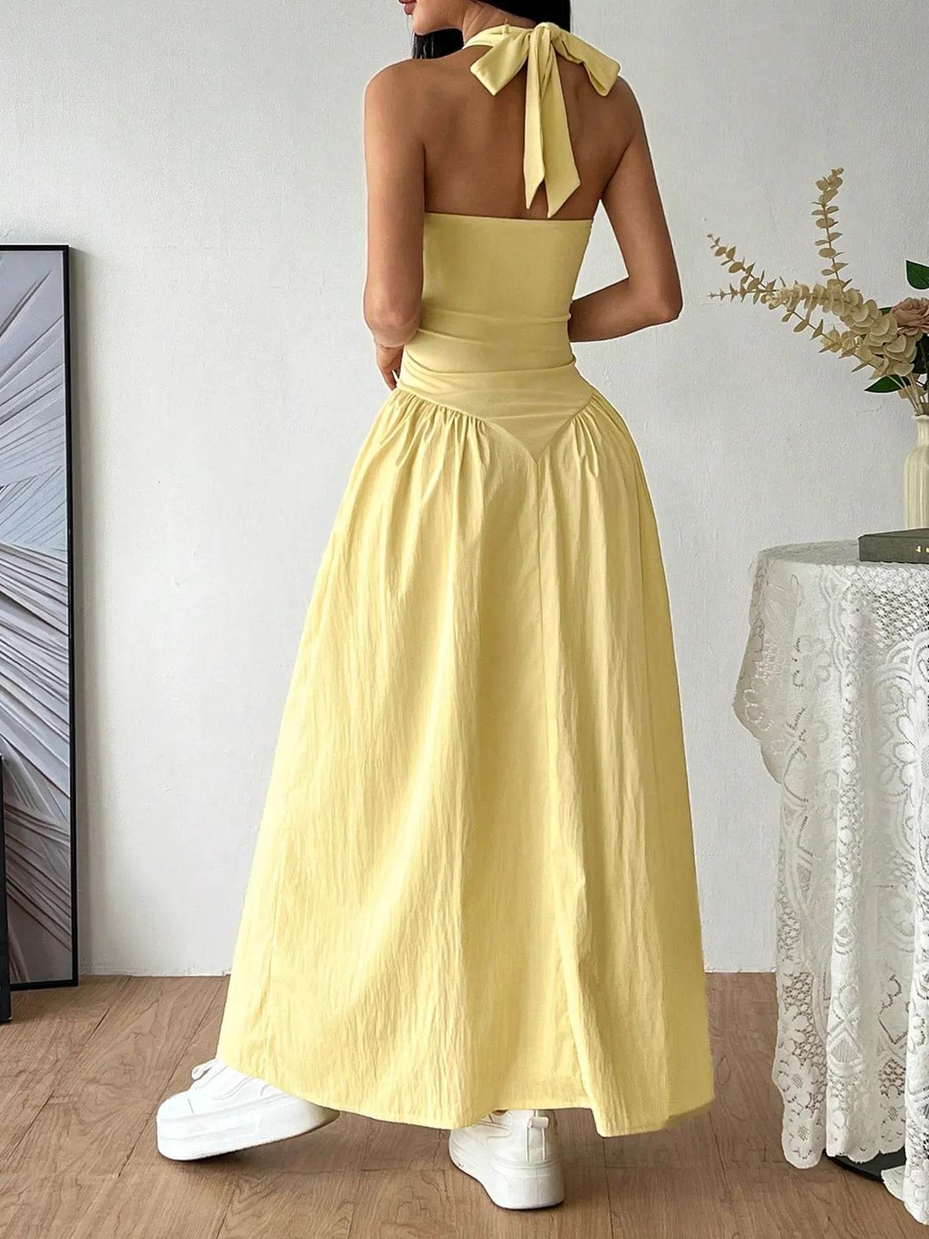 Halter Neck Maxi Dress - Tredona LLC