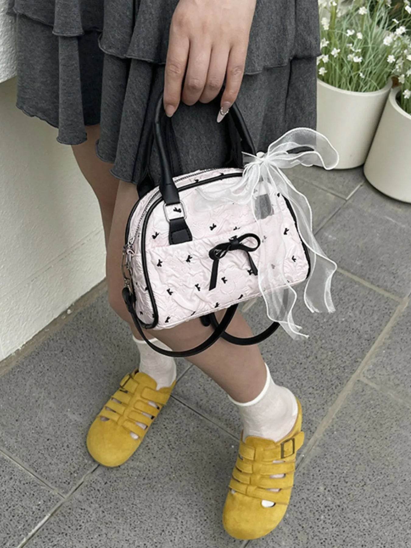 Ruched Bow Crossbody Bag - Tredona LLC