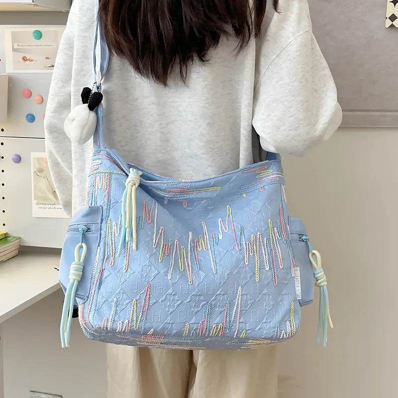 Contrast Texture Shoulder Bag - Tredona LLC