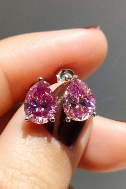 2 Carat Teardrop Moissanite Platinum-Plated Stud Earrings - Tredona LLC