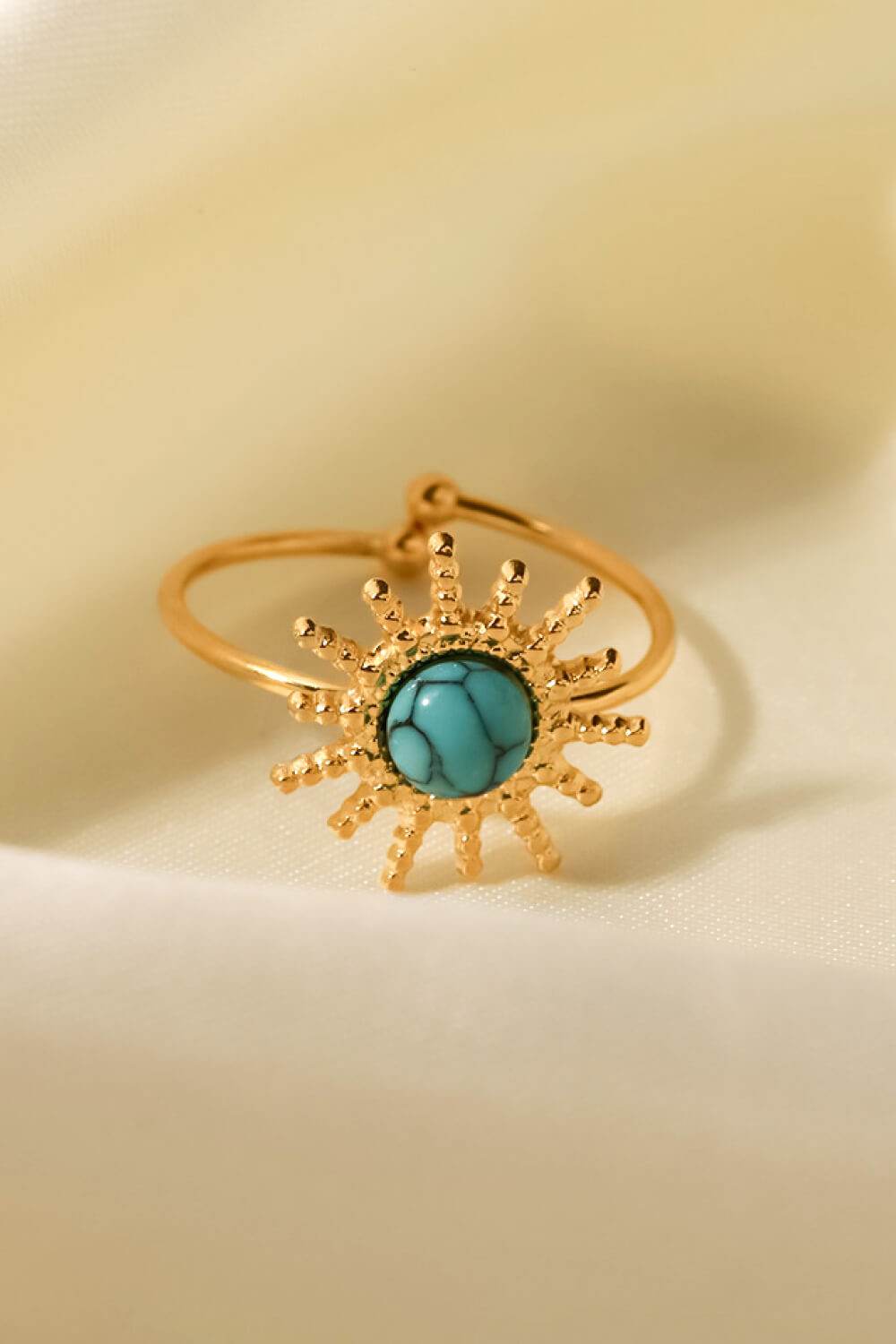 Natural Stone Sun Shape Open Ring - Tredona LLC