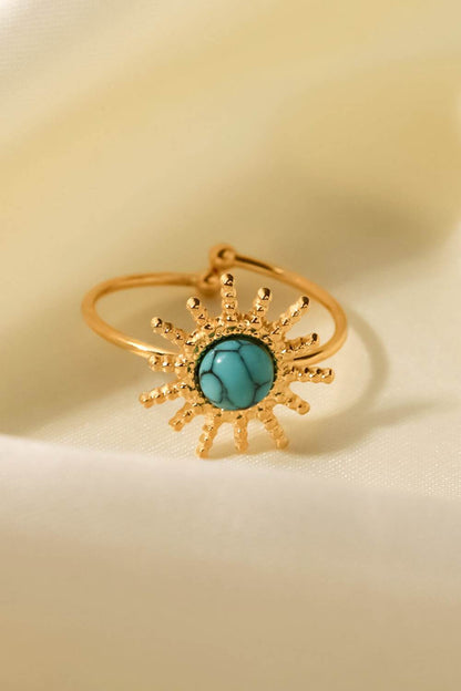 Natural Stone Sun Shape Open Ring - Tredona LLC