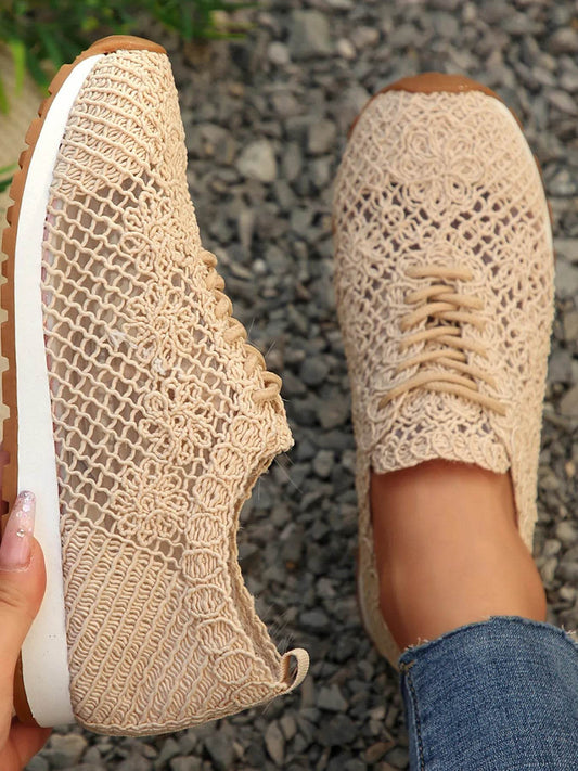 Breathable Mesh Lace-Up Sneakers - Tredona LLC