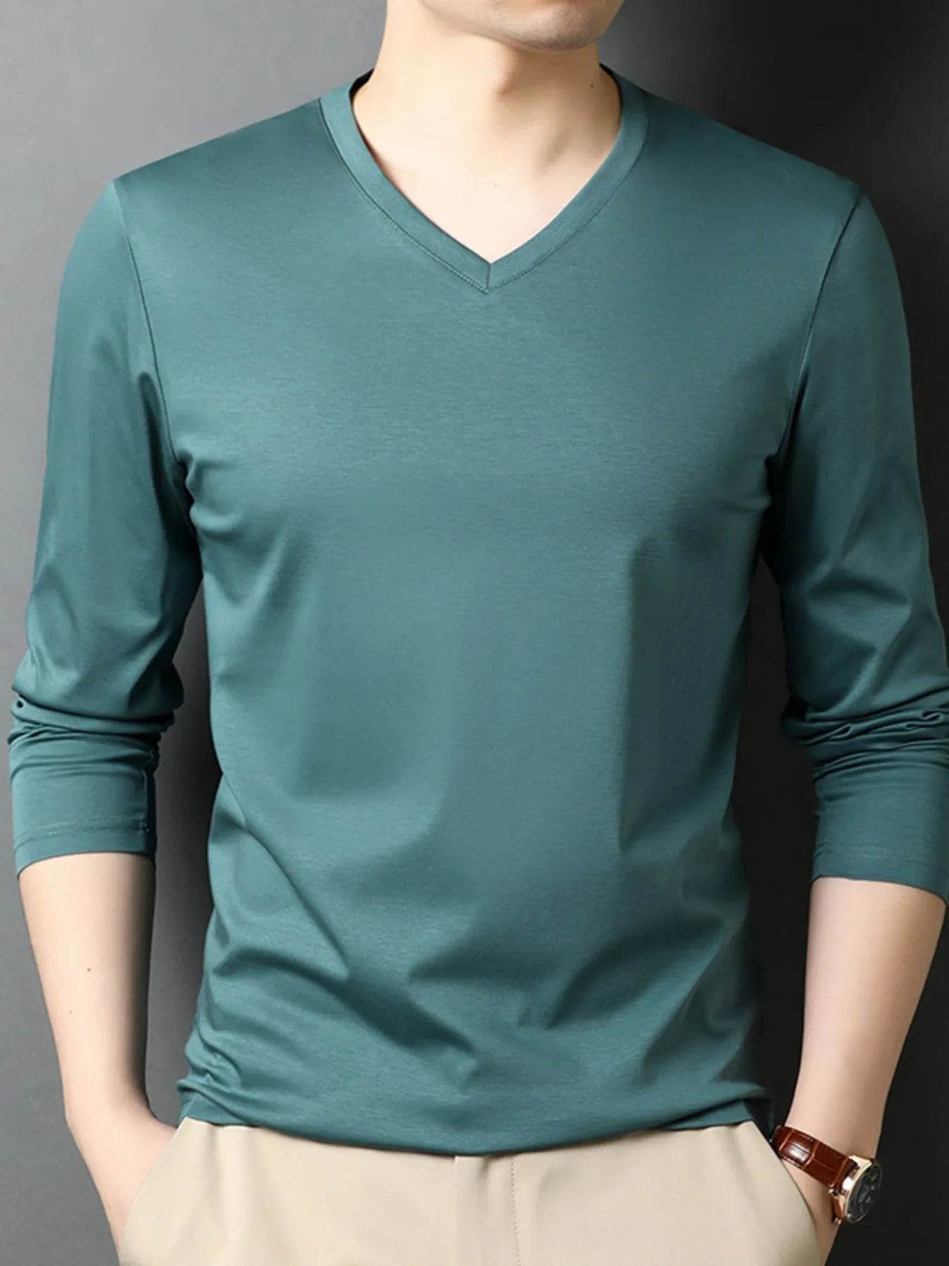 Men's V-Neck Long Sleeve T-Shirt - Tredona LLC