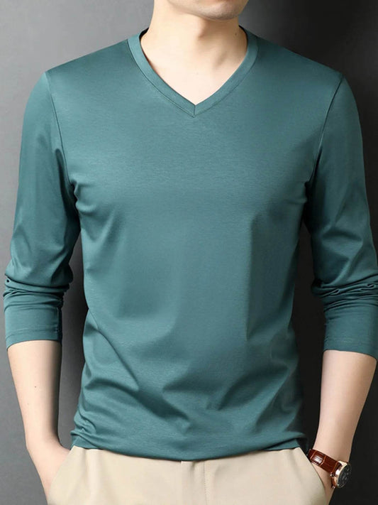 Men's V-Neck Long Sleeve T-Shirt - Tredona LLC