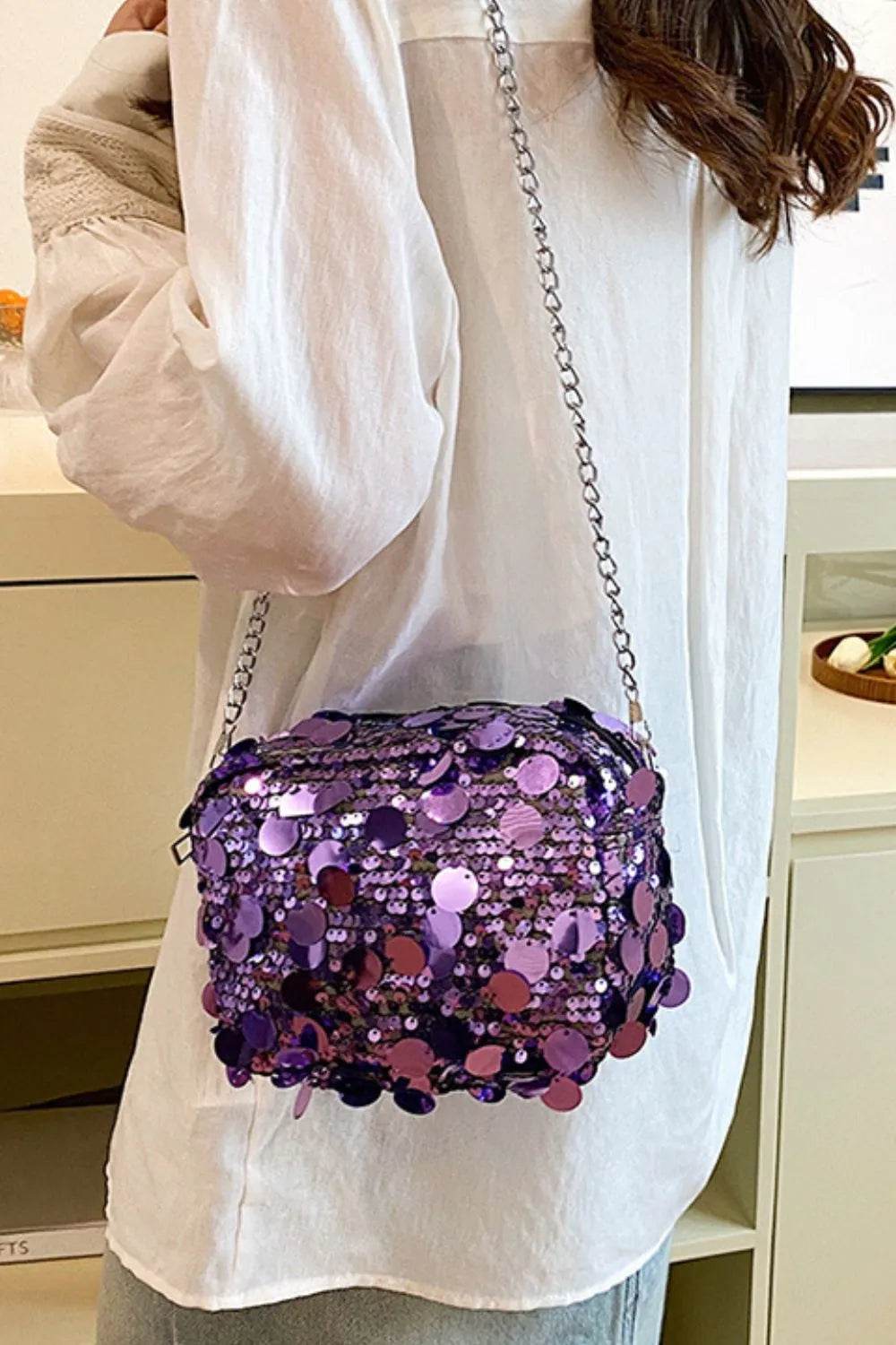 Sequin Chain Shoulder Bag - Tredona LLC