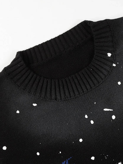 Men's Letter Round Neck Long Sleeve Sweater - Tredona LLC