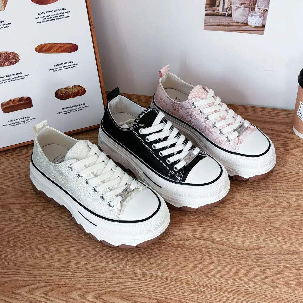 Lace-Up Canvas Platform Sneakers - Tredona LLC