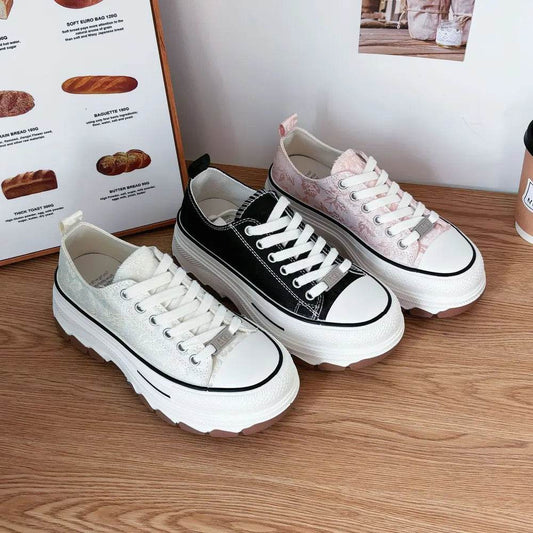 Lace-Up Canvas Platform Sneakers - Tredona LLC