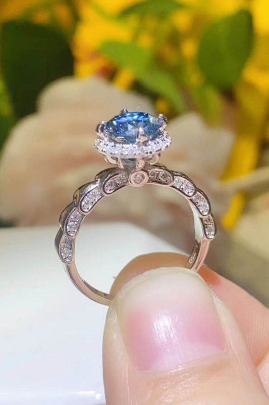 925 Sterling Silver 1 Carat Moissanite Cluster Ring - Tredona LLC