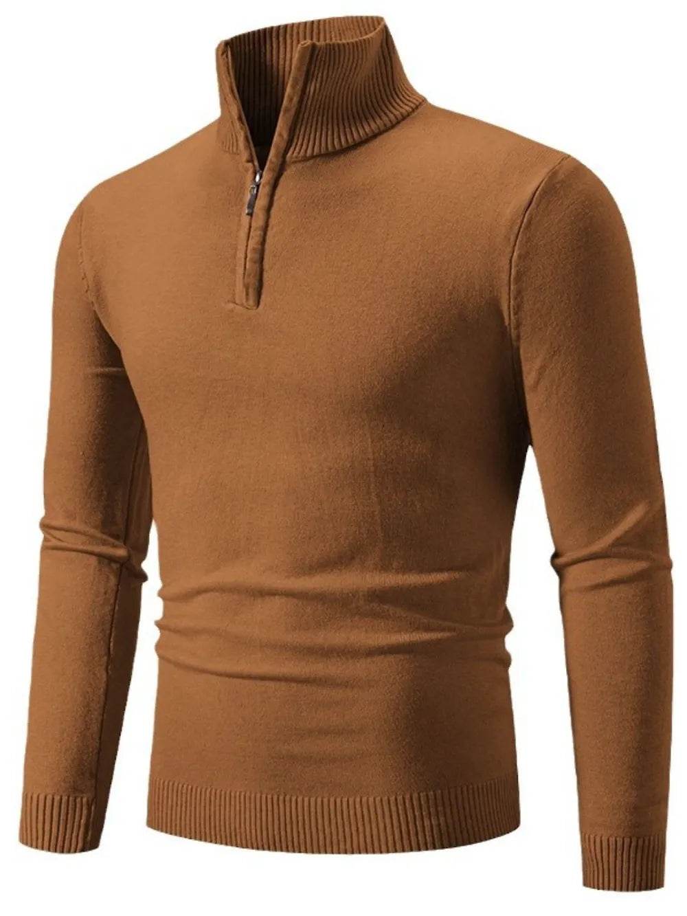 Men's Plus Size Quarter Zip Long Sleeve Sweater - Tredona LLC