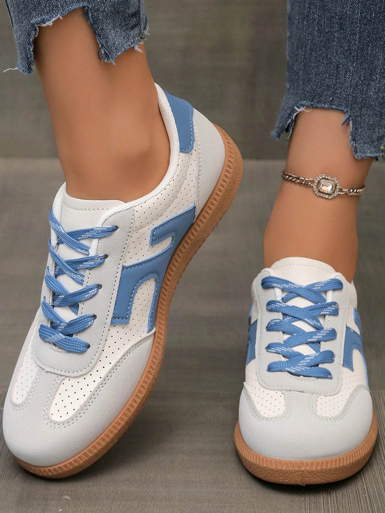 Lace Up Round Toe Sneakers - Tredona LLC