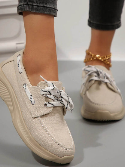 Lace Up Round Toe Sneakers - Tredona LLC