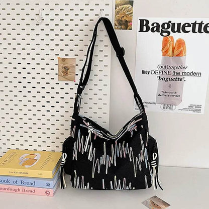 Contrast Texture Shoulder Bag - Tredona LLC