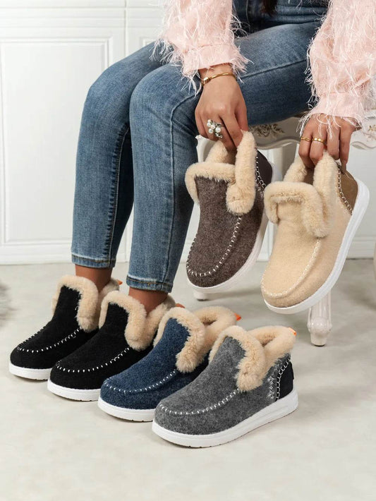 Furry Suede Round Toe Flat Sneakers - Tredona LLC
