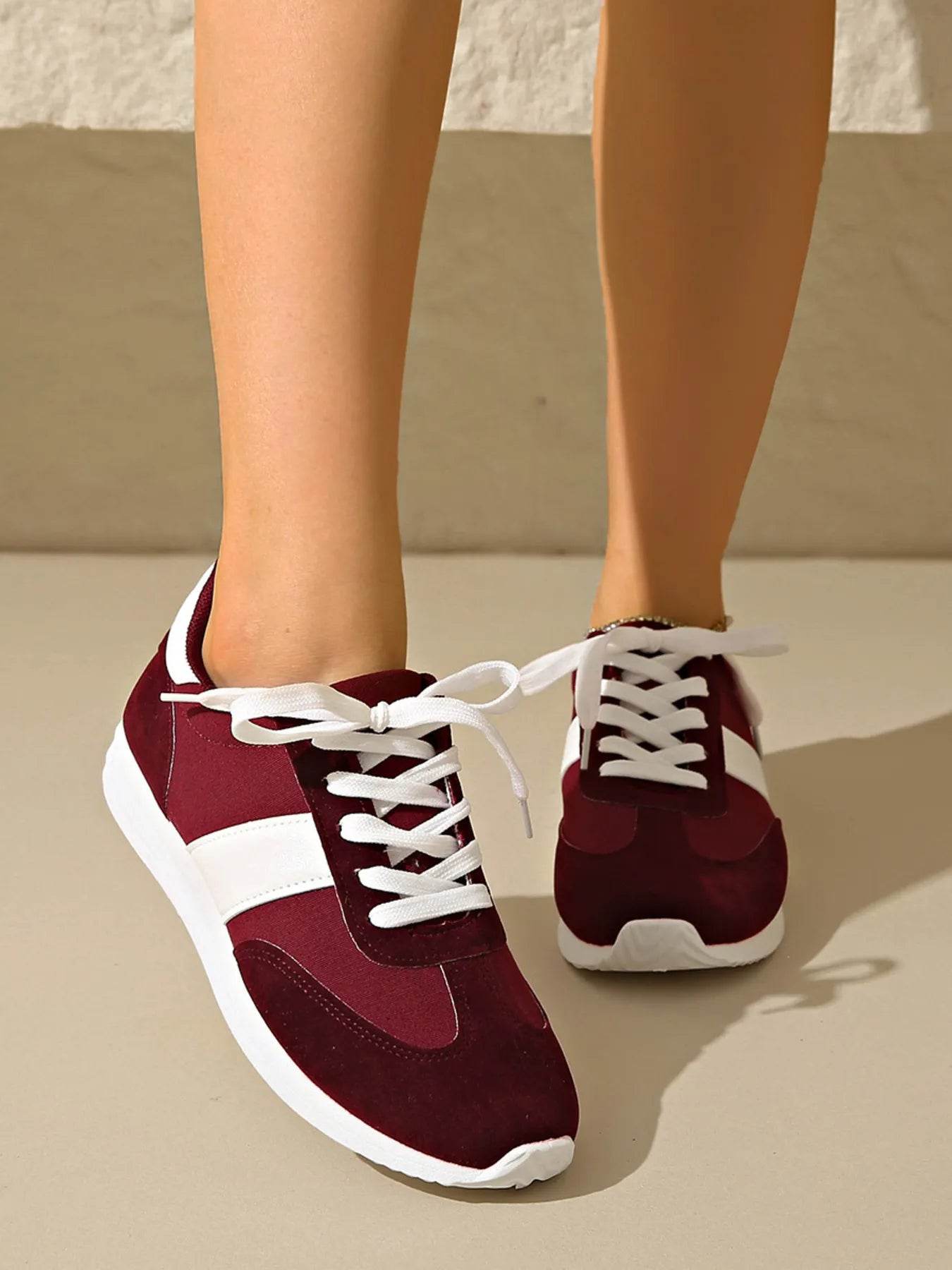 Round Toe Lace Up Sneakers - Tredona LLC