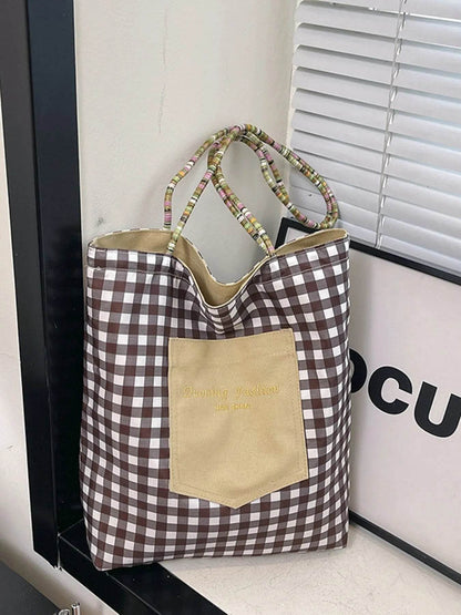 Gingham Pattern Tote Bag - Tredona LLC