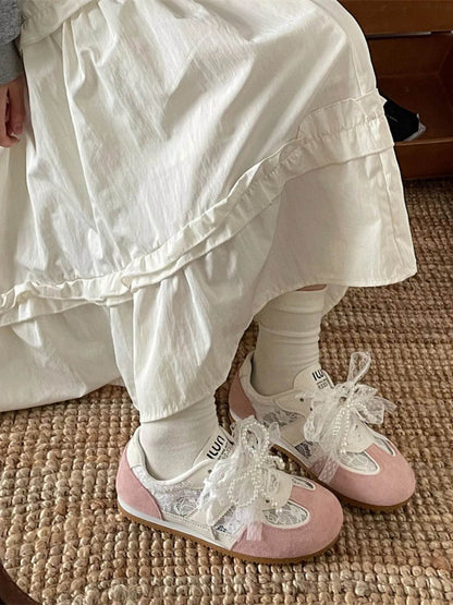 Vintage Lace Ribbon Sneakers - Tredona LLC