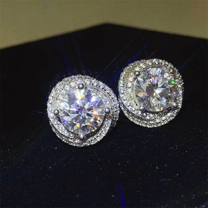 6 Carat Moissanite 925 Sterling Silver Earrings - Tredona LLC