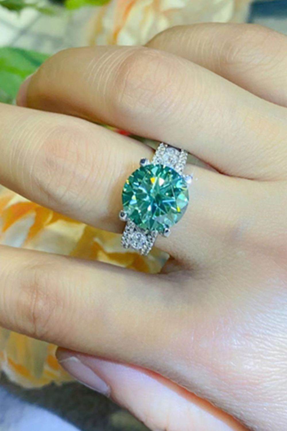 5 Carat Moissanite 4-Prong Wide Band Ring - Tredona LLC