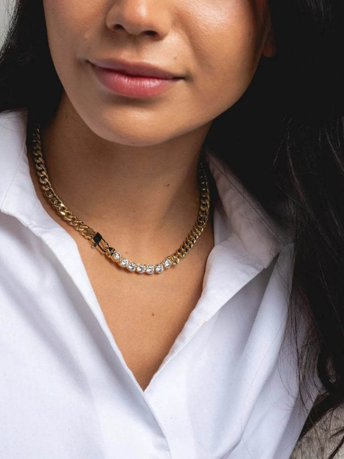 18K Gold-Plated Zircon Necklace and Bracelet Jewelry Set - Tredona LLC
