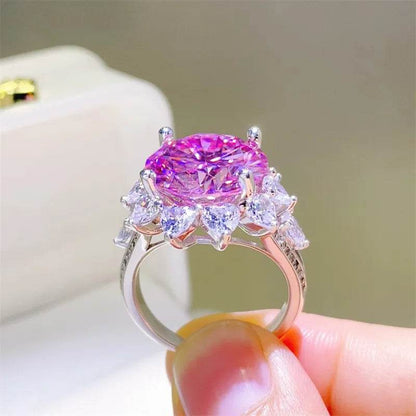 10 Carat Moissanite Zircon 925 Sterling Silver Ring - Tredona LLC