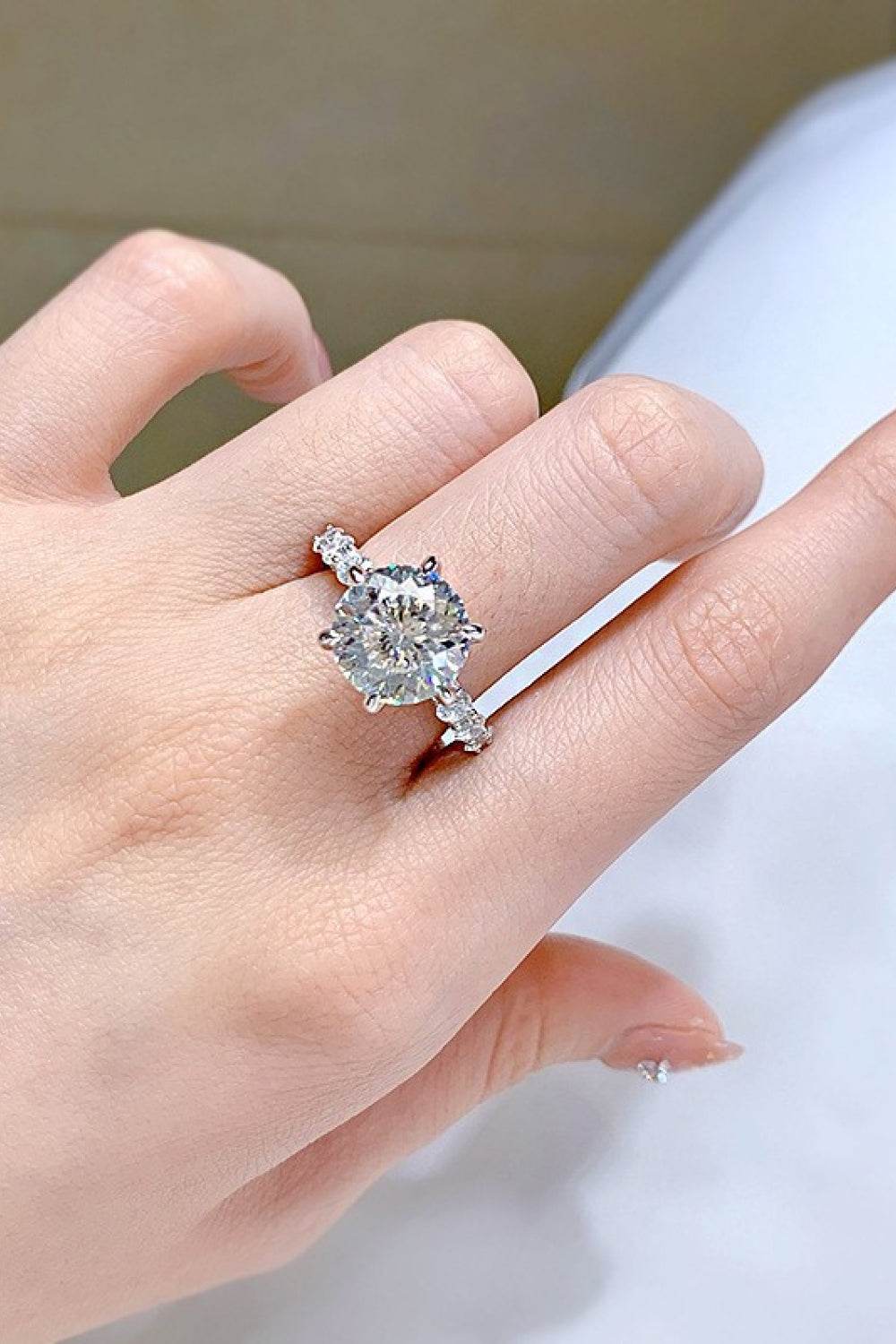 5 Carat Moissanite Side Stone Ring - Tredona LLC
