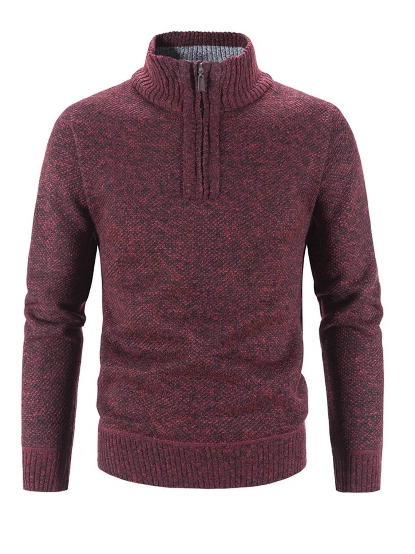 Men's Plus Size Quarter Zip Long Sleeve Sweater - Tredona LLC
