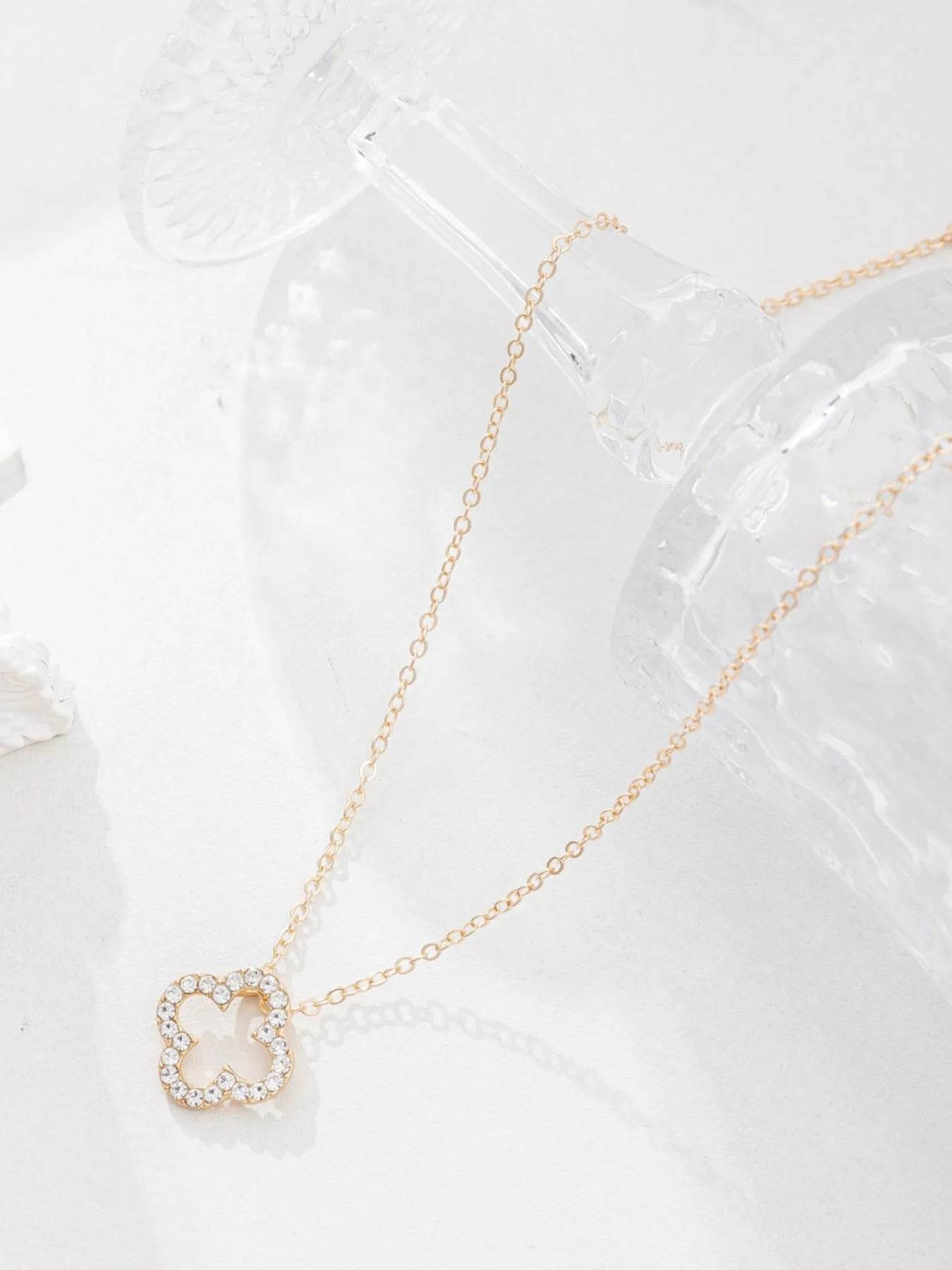 Inlaid Zircon Clover Pendant Necklace - Tredona LLC