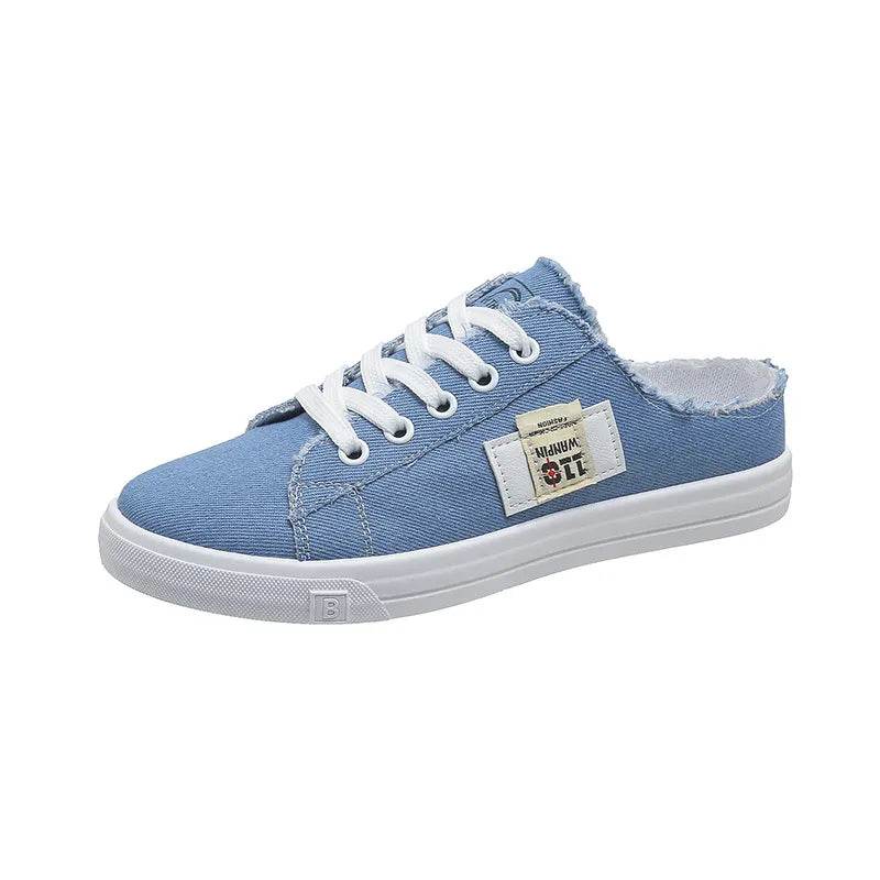 Frayed Hem Lace Up Canvas Sneakers - Tredona LLC