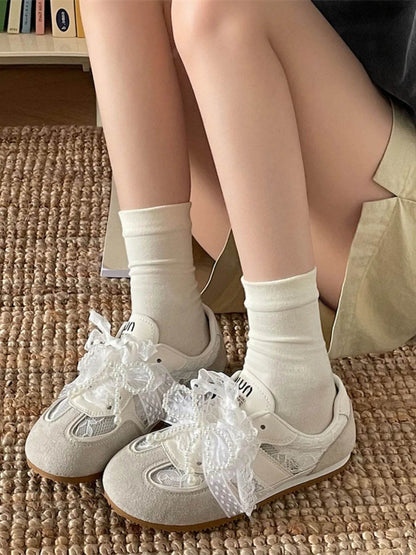 Vintage Lace Ribbon Sneakers - Tredona LLC