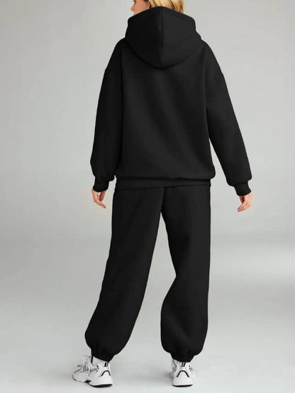 Full Size Kangaroo Pocket Hoodie and Joggers Set Plus Size - Tredona LLC