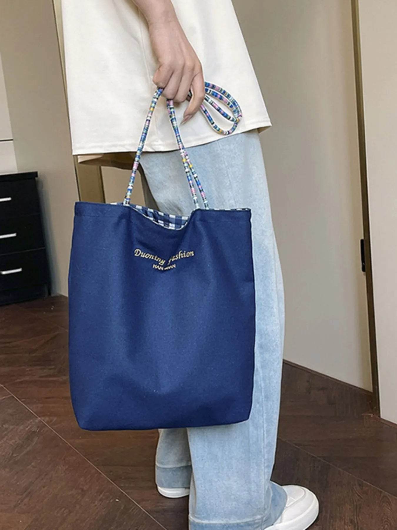 Gingham Pattern Tote Bag - Tredona LLC