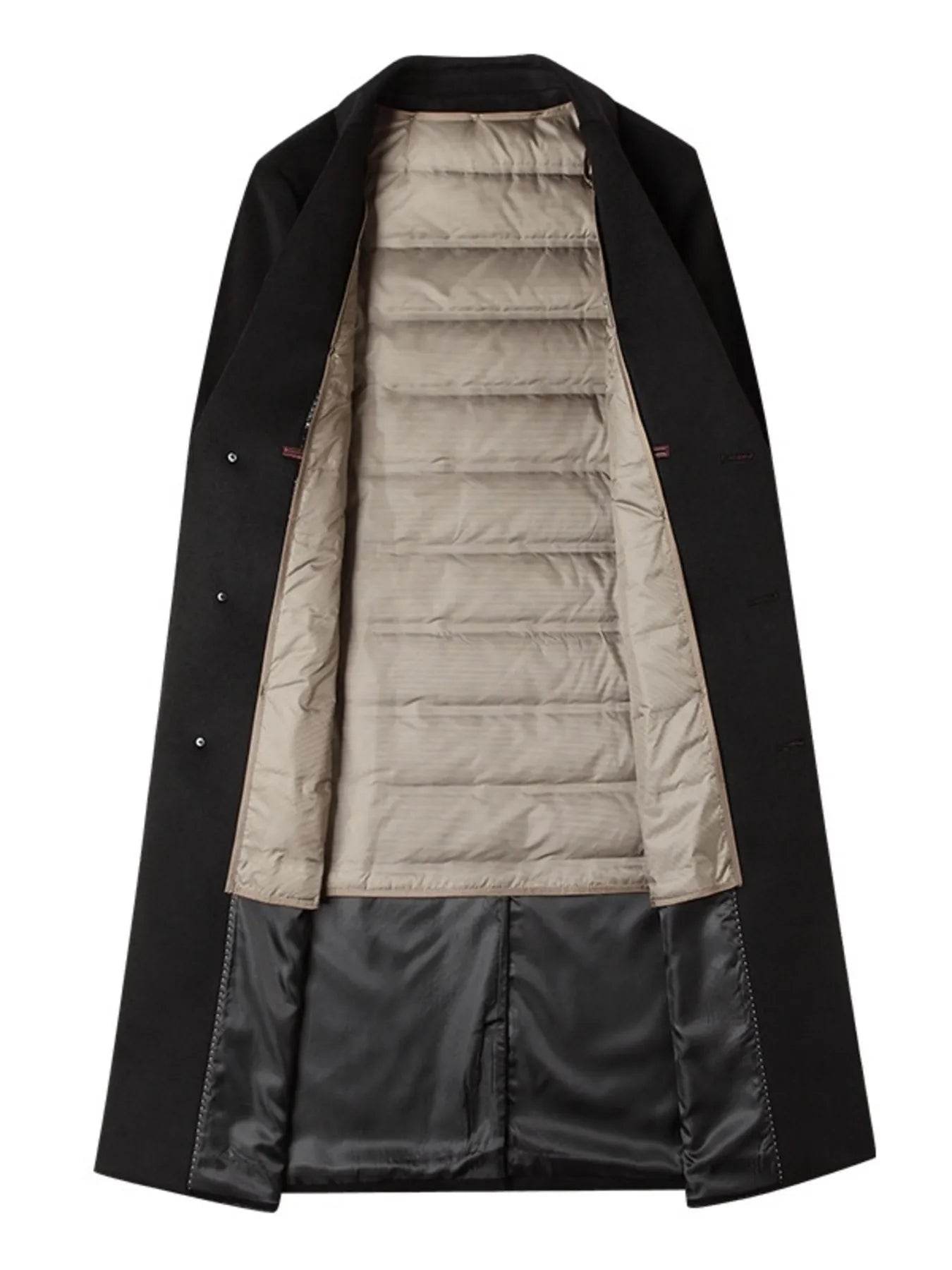 Men's Plus Size Button Up Long Sleeve Longline Coat - Tredona LLC