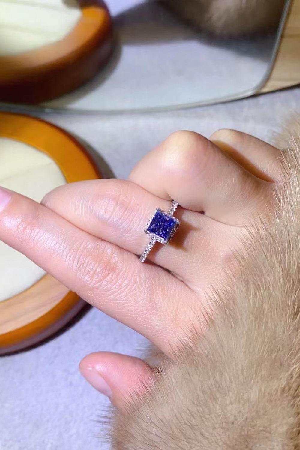 1 Carat Moissanite 925 Sterling Silver Square Ring - Tredona LLC