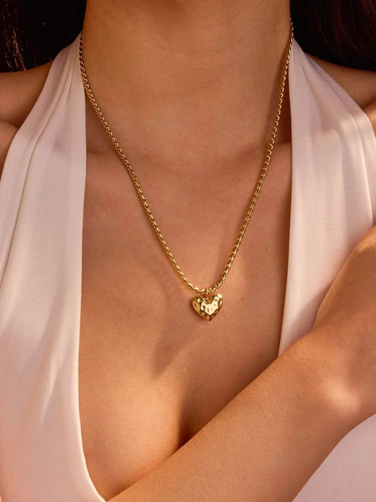 18K Gold-Plated Stainless Steel Heart Pendant Necklace - Tredona LLC
