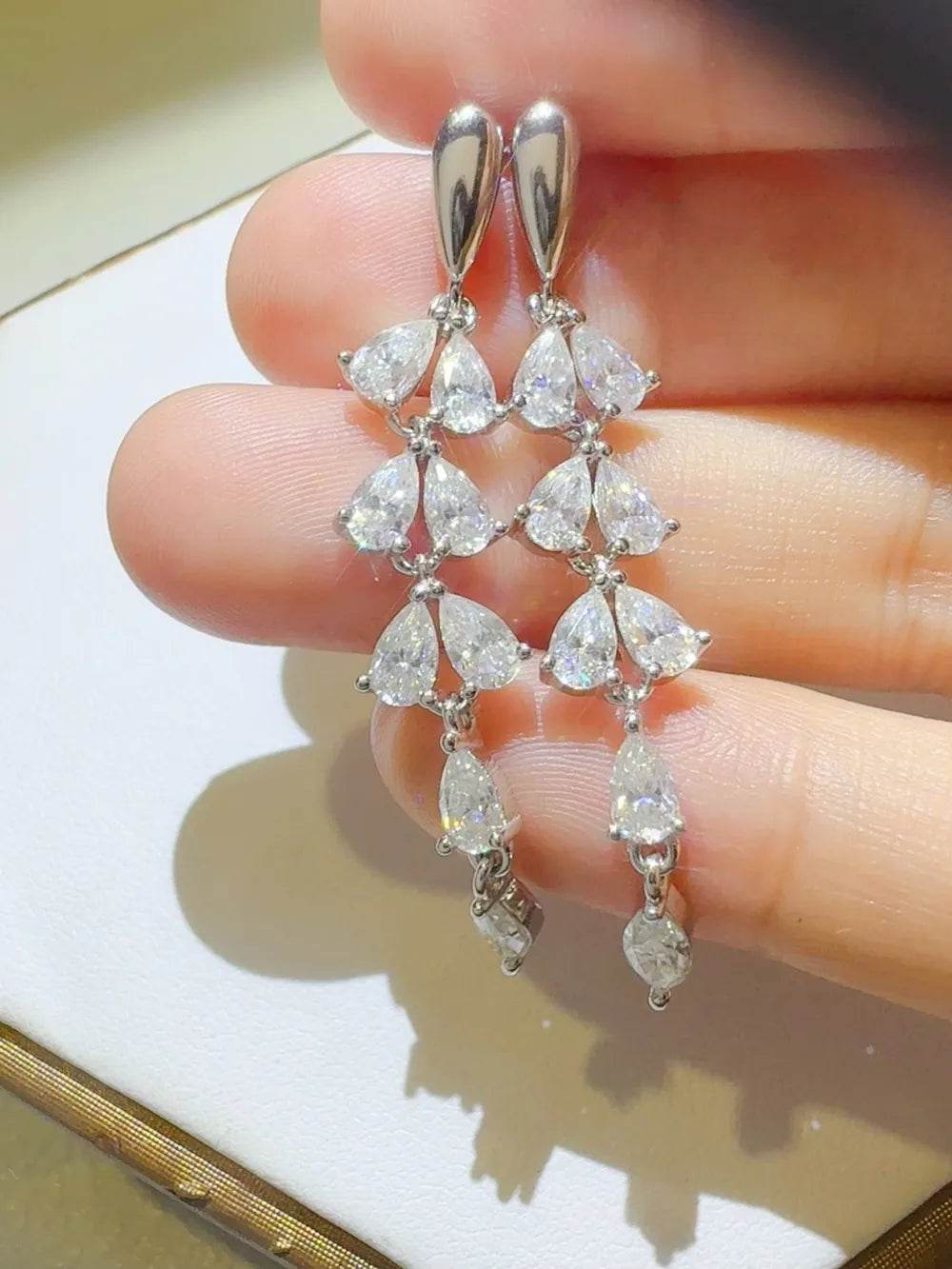 6 Carat Moissanite 925 Sterling Silver Bar Earrings - Tredona LLC