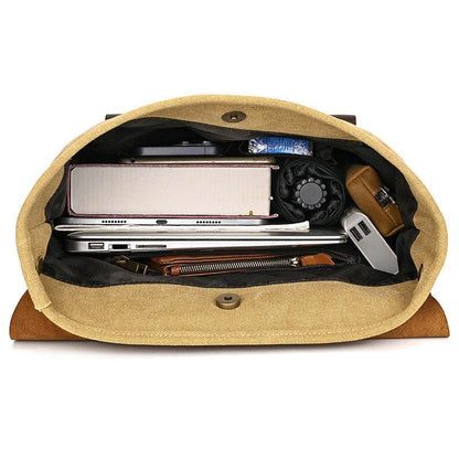 New Canvas Leather Large Capacity Backpack - Tredona LLC