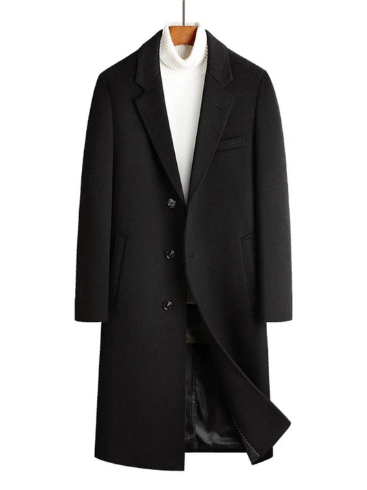Men's Plus Size Button Up Long Sleeve Longline Coat - Tredona LLC