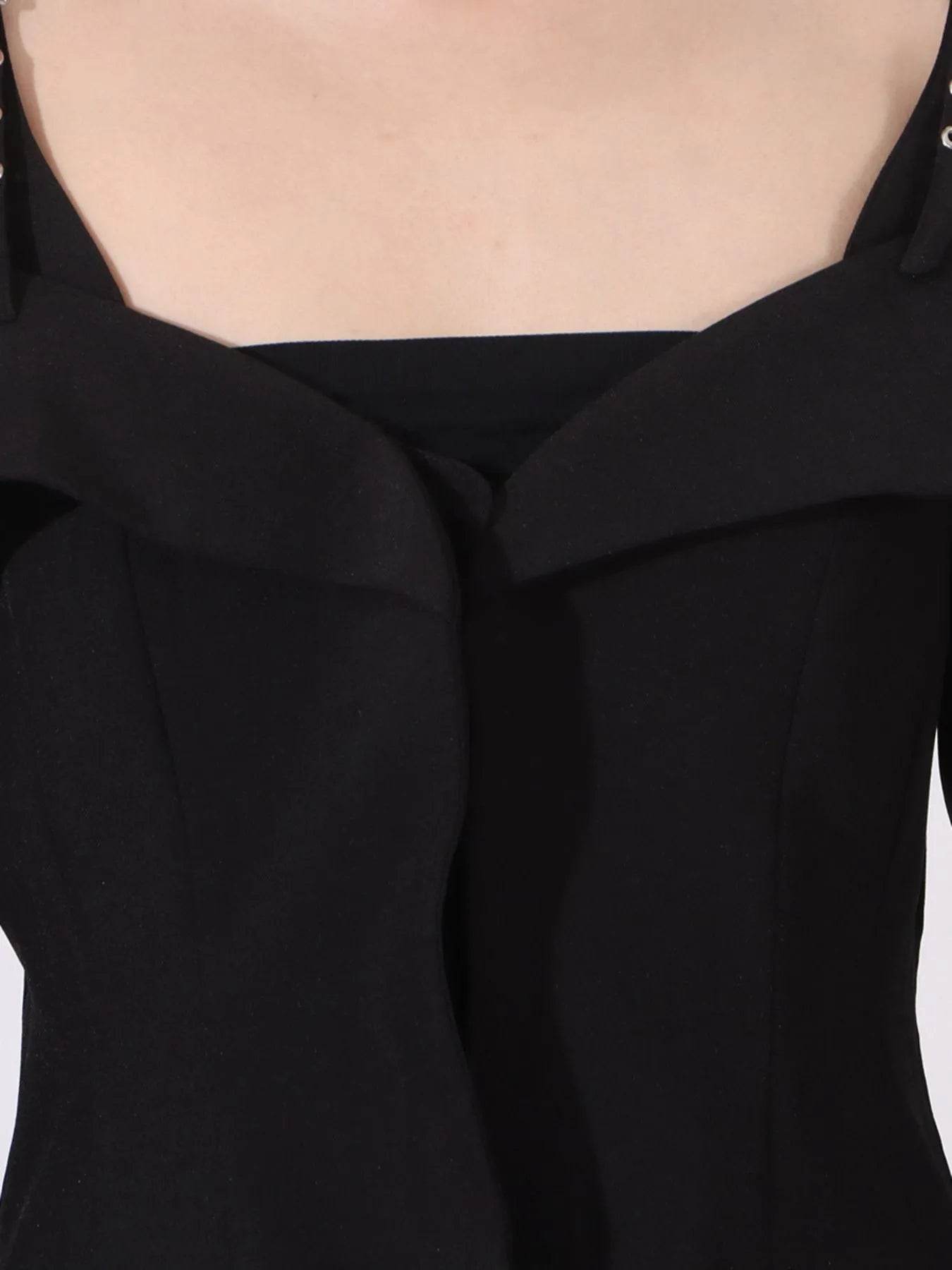 Ruffled Cold Shoulder Long Sleeve Outerwear - Tredona LLC
